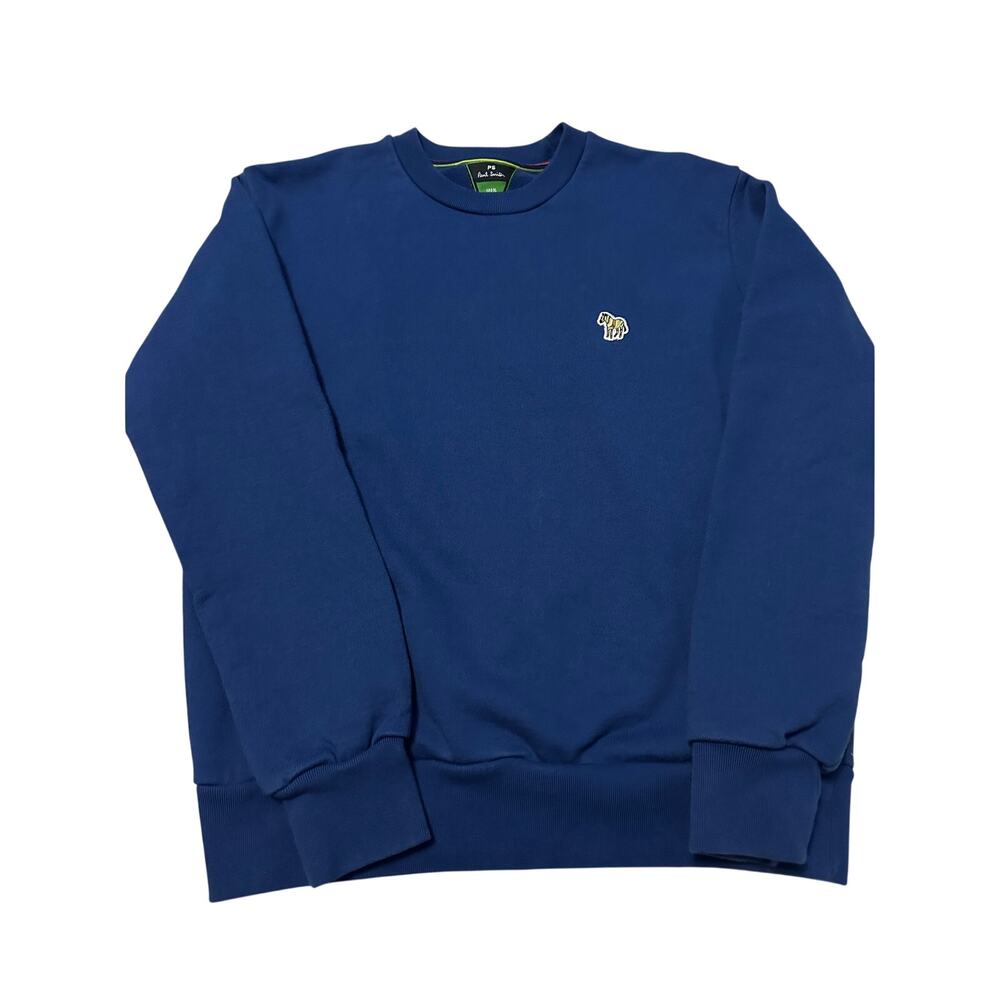 PS Paul Smith Men's Royal Blue 100% Organic Cotton Crewneck Zebra Sweatshirt (S)
